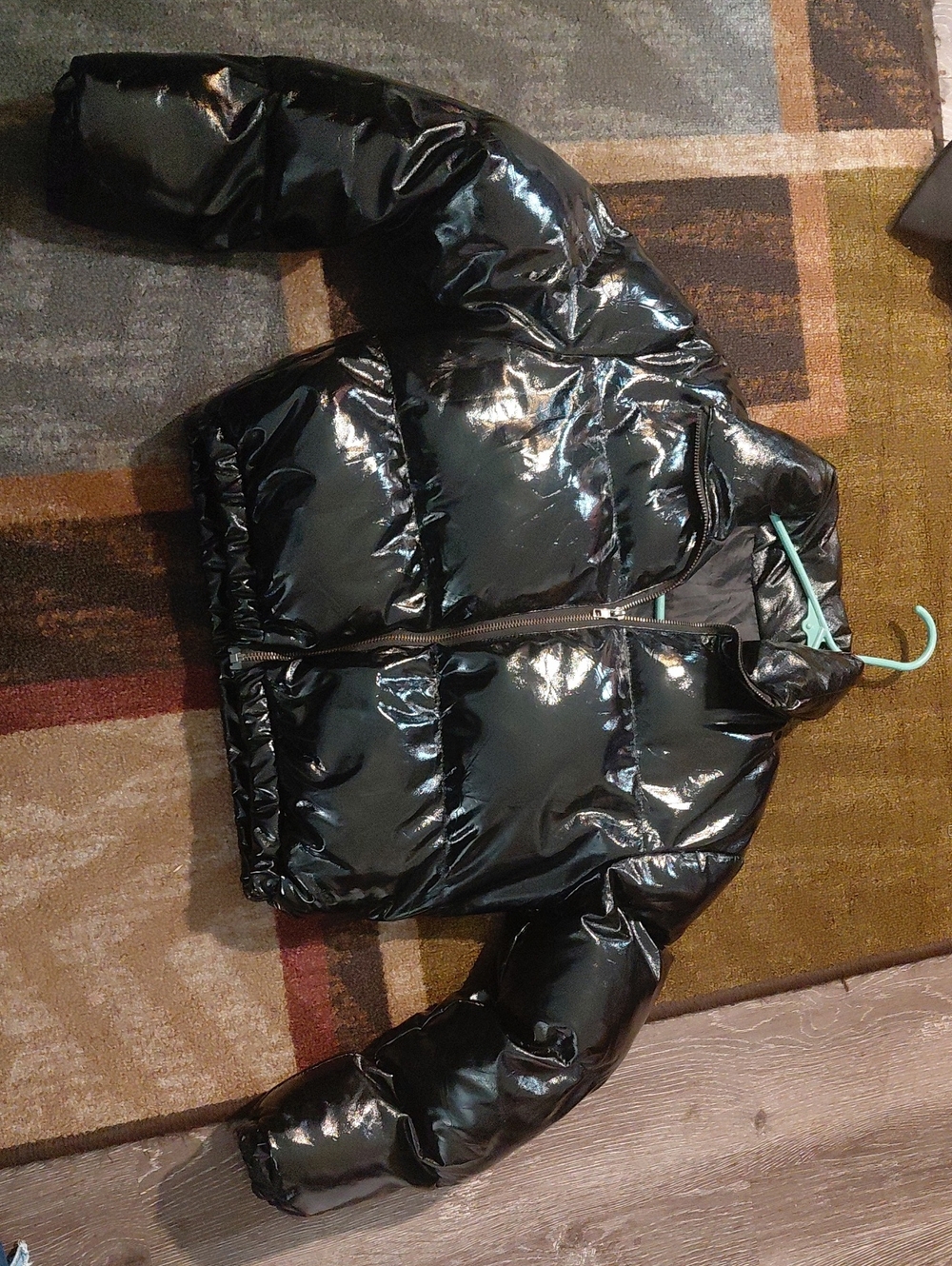 Black Shiny Puffer Jacket - Men's Quilted Coat